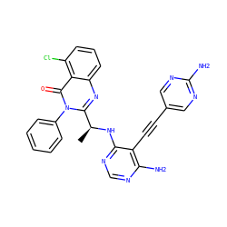 C[C@H](Nc1ncnc(N)c1C#Cc1cnc(N)nc1)c1nc2cccc(Cl)c2c(=O)n1-c1ccccc1 ZINC000209626740