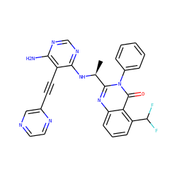 C[C@H](Nc1ncnc(N)c1C#Cc1cnccn1)c1nc2cccc(C(F)F)c2c(=O)n1-c1ccccc1 ZINC000219133747