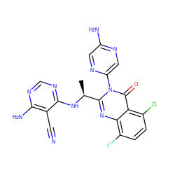 C[C@H](Nc1ncnc(N)c1C#N)c1nc2c(F)ccc(Cl)c2c(=O)n1-c1cnc(N)cn1 ZINC001772641396