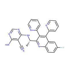 C[C@H](Nc1ncnc(N)c1C#N)c1nc2ccc(F)cc2c(-c2ccccn2)c1-c1ccccn1 ZINC000140312521