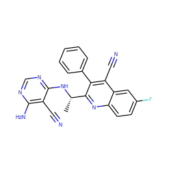 C[C@H](Nc1ncnc(N)c1C#N)c1nc2ccc(F)cc2c(C#N)c1-c1ccccc1 ZINC000143719274