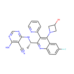 C[C@H](Nc1ncnc(N)c1C#N)c1nc2ccc(F)cc2c(N2CC(O)C2)c1-c1ccccn1 ZINC000147439928