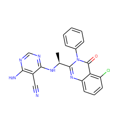 C[C@H](Nc1ncnc(N)c1C#N)c1nc2cccc(Cl)c2c(=O)n1-c1ccccc1 ZINC000143379234