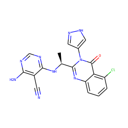 C[C@H](Nc1ncnc(N)c1C#N)c1nc2cccc(Cl)c2c(=O)n1-c1cn[nH]c1 ZINC001772638282