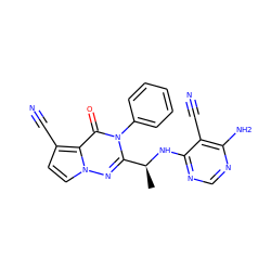 C[C@H](Nc1ncnc(N)c1C#N)c1nn2ccc(C#N)c2c(=O)n1-c1ccccc1 ZINC000205606557