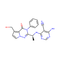 C[C@H](Nc1ncnc(N)c1C#N)c1nn2ccc(CO)c2c(=O)n1-c1ccccc1 ZINC000205612329