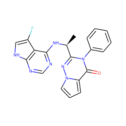 C[C@H](Nc1ncnc2[nH]cc(F)c12)c1nn2cccc2c(=O)n1-c1ccccc1 ZINC001772585559