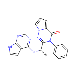 C[C@H](Nc1ncnc2[nH]ccc12)c1nn2cccc2c(=O)n1-c1ccccc1 ZINC000205610092