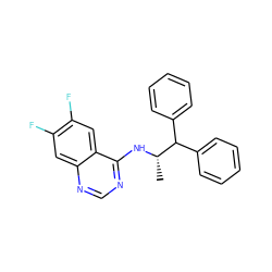 C[C@H](Nc1ncnc2cc(F)c(F)cc12)C(c1ccccc1)c1ccccc1 ZINC000012503826