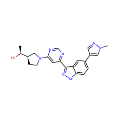 C[C@H](O)[C@@H]1CCN(c2cc(-c3n[nH]c4ccc(-c5cnn(C)c5)cc34)ncn2)C1 ZINC000225553846