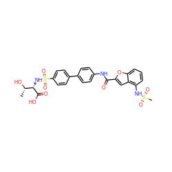 C[C@H](O)[C@H](NS(=O)(=O)c1ccc(-c2ccc(NC(=O)c3cc4c(NS(C)(=O)=O)cccc4o3)cc2)cc1)C(=O)O ZINC000043010998