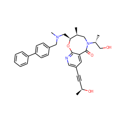 C[C@H](O)C#Cc1cnc2c(c1)C(=O)N([C@H](C)CO)C[C@H](C)[C@H](CN(C)Cc1ccc(-c3ccccc3)cc1)O2 ZINC000095602328