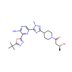 C[C@H](O)CC(=O)N1CCC(c2nc(-c3cnc(N)c(-c4nnc(C(C)(C)C)o4)n3)n(C)n2)CC1 ZINC000145700280