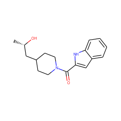 C[C@H](O)CC1CCN(C(=O)c2cc3ccccc3[nH]2)CC1 ZINC000096282467