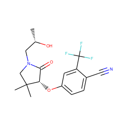 C[C@H](O)CN1CC(C)(C)[C@@H](Oc2ccc(C#N)c(C(F)(F)F)c2)C1=O ZINC000073197075