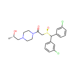 C[C@H](O)CN1CCN(C(=O)C[S@@+]([O-])C(c2cccc(Cl)c2)c2cccc(Cl)c2)CC1 ZINC001772577622