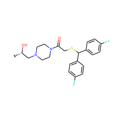 C[C@H](O)CN1CCN(C(=O)CSC(c2ccc(F)cc2)c2ccc(F)cc2)CC1 ZINC001772607220