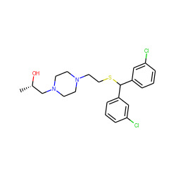 C[C@H](O)CN1CCN(CCSC(c2cccc(Cl)c2)c2cccc(Cl)c2)CC1 ZINC001772613933