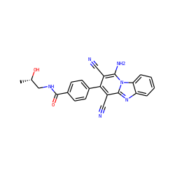 C[C@H](O)CNC(=O)c1ccc(-c2c(C#N)c(N)n3c(nc4ccccc43)c2C#N)cc1 ZINC000072175031