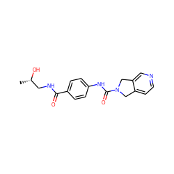 C[C@H](O)CNC(=O)c1ccc(NC(=O)N2Cc3ccncc3C2)cc1 ZINC000166610061