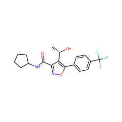 C[C@H](O)c1c(C(=O)NC2CCCC2)noc1-c1ccc(C(F)(F)F)cc1 ZINC000072176702