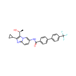 C[C@H](O)c1c(C2CC2)nc2ccc(NC(=O)c3ccc(-c4ccc(C(F)(F)F)cc4)cc3)cn12 ZINC000043060563