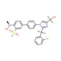 C[C@H](O)c1ccc(-c2ccc(-n3cc(C(C)(C)O)nc3C(C)(C)c3ccccc3Cl)cc2)cc1S(C)(=O)=O ZINC001772639140