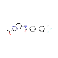 C[C@H](O)c1cn2cc(NC(=O)c3ccc(-c4ccc(C(F)(F)F)cc4)cc3)ccc2n1 ZINC000043059977
