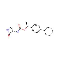 C[C@H](OC(=O)N[C@H]1CNC1=O)c1ccc(C2CCCCC2)cc1 ZINC000219400831