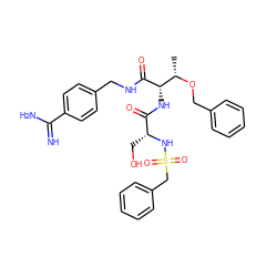 C[C@H](OCc1ccccc1)[C@H](NC(=O)[C@@H](CO)NS(=O)(=O)Cc1ccccc1)C(=O)NCc1ccc(C(=N)N)cc1 ZINC000096168435