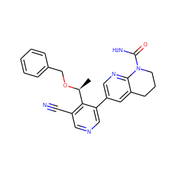 C[C@H](OCc1ccccc1)c1c(C#N)cncc1-c1cnc2c(c1)CCCN2C(N)=O ZINC001772648959