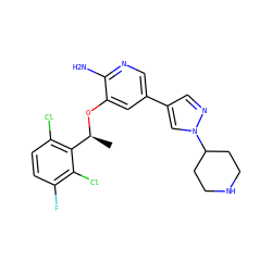 C[C@H](Oc1cc(-c2cnn(C3CCNCC3)c2)cnc1N)c1c(Cl)ccc(F)c1Cl ZINC000035902488