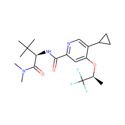 C[C@H](Oc1cc(C(=O)N[C@@H](C(=O)N(C)C)C(C)(C)C)ncc1C1CC1)C(F)(F)F ZINC000146456187