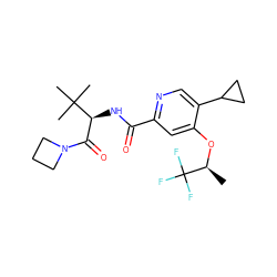 C[C@H](Oc1cc(C(=O)N[C@@H](C(=O)N2CCC2)C(C)(C)C)ncc1C1CC1)C(F)(F)F ZINC000146409680