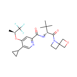 C[C@H](Oc1cc(C(=O)N[C@@H](C(=O)N2CCC23COC3)C(C)(C)C)ncc1C1CC1)C(F)(F)F ZINC000146659507