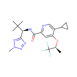 C[C@H](Oc1cc(C(=O)N[C@@H](c2nnn(C)n2)C(C)(C)C)ncc1C1CC1)C(F)(F)F ZINC000146247831