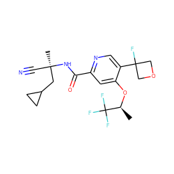 C[C@H](Oc1cc(C(=O)N[C@](C)(C#N)CC2CC2)ncc1C1(F)COC1)C(F)(F)F ZINC000146189232