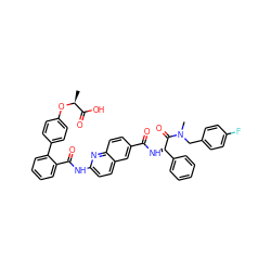 C[C@H](Oc1ccc(-c2ccccc2C(=O)Nc2ccc3cc(C(=O)N[C@H](C(=O)N(C)Cc4ccc(F)cc4)c4ccccc4)ccc3n2)cc1)C(=O)O ZINC000095558815