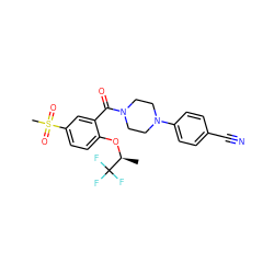 C[C@H](Oc1ccc(S(C)(=O)=O)cc1C(=O)N1CCN(c2ccc(C#N)cc2)CC1)C(F)(F)F ZINC000053296570