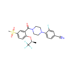 C[C@H](Oc1ccc(S(C)(=O)=O)cc1C(=O)N1CCN(c2ccc(C#N)cc2F)CC1)C(F)(F)F ZINC000053298991