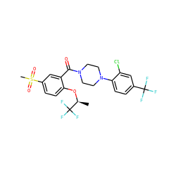 C[C@H](Oc1ccc(S(C)(=O)=O)cc1C(=O)N1CCN(c2ccc(C(F)(F)F)cc2Cl)CC1)C(F)(F)F ZINC000053226627