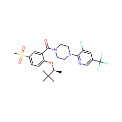 C[C@H](Oc1ccc(S(C)(=O)=O)cc1C(=O)N1CCN(c2ncc(C(F)(F)F)cc2F)CC1)C(C)(C)C ZINC000084603387