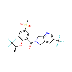 C[C@H](Oc1ccc(S(C)(=O)=O)cc1C(=O)N1Cc2cc(C(F)(F)F)cnc2C1)C(F)(F)F ZINC000038256393