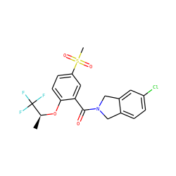 C[C@H](Oc1ccc(S(C)(=O)=O)cc1C(=O)N1Cc2ccc(Cl)cc2C1)C(F)(F)F ZINC000066260122