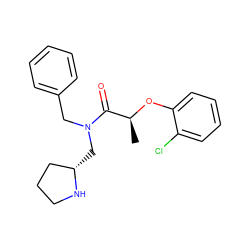 C[C@H](Oc1ccccc1Cl)C(=O)N(Cc1ccccc1)C[C@H]1CCCN1 ZINC000040423574