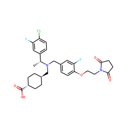 C[C@H](c1ccc(Cl)c(F)c1)N(Cc1ccc(OCCN2C(=O)CCC2=O)c(F)c1)C[C@H]1CC[C@H](C(=O)O)CC1 ZINC000473244479