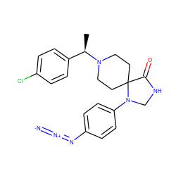 C[C@H](c1ccc(Cl)cc1)N1CCC2(CC1)C(=O)NCN2c1ccc(N=[N+]=[N-])cc1 ZINC000026498904