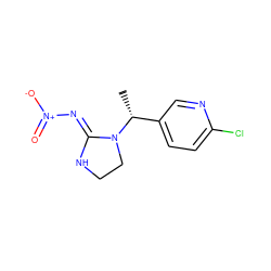 C[C@H](c1ccc(Cl)nc1)N1CCN/C1=N\[N+](=O)[O-] ZINC000103183750