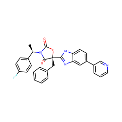 C[C@H](c1ccc(F)cc1)N1C(=O)O[C@](Cc2ccccc2)(c2nc3cc(-c4cccnc4)ccc3[nH]2)C1=O ZINC000147689369