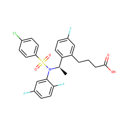 C[C@H](c1ccc(F)cc1CCCC(=O)O)N(c1cc(F)ccc1F)S(=O)(=O)c1ccc(Cl)cc1 ZINC000028883606